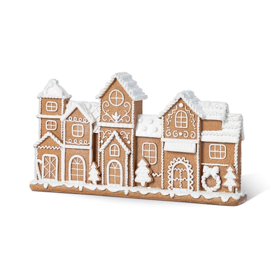 Glitzhome; Glitzhome® 12" Christmas Resin Gingerbread Townhouse Table Decor; Category:Christmas Tabletop Decor; Image:1